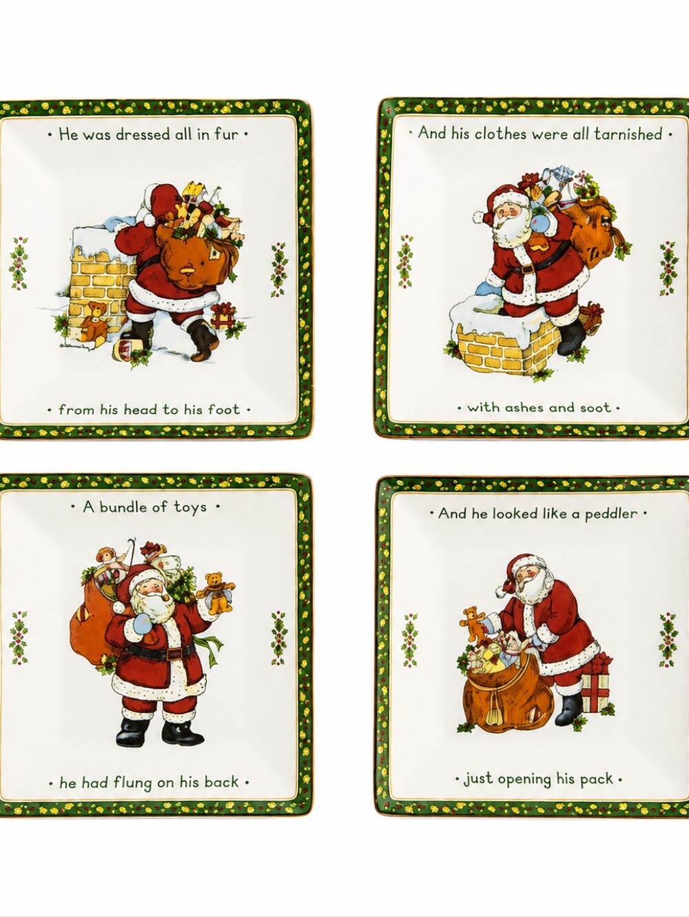 Portmeirion Christmas Story Dessert/Luncheon Plates Set/4 Square